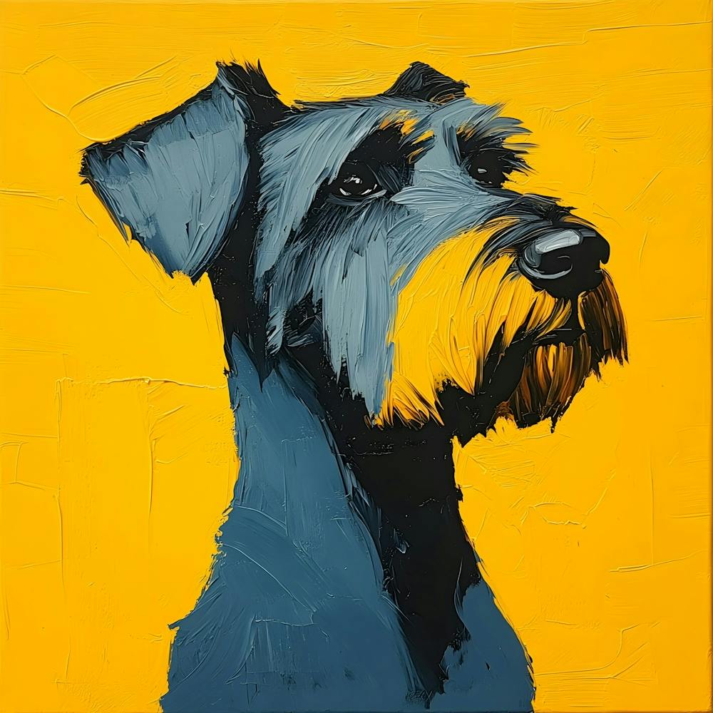 Portrait Of An Airedale In Blue And Yellow 1