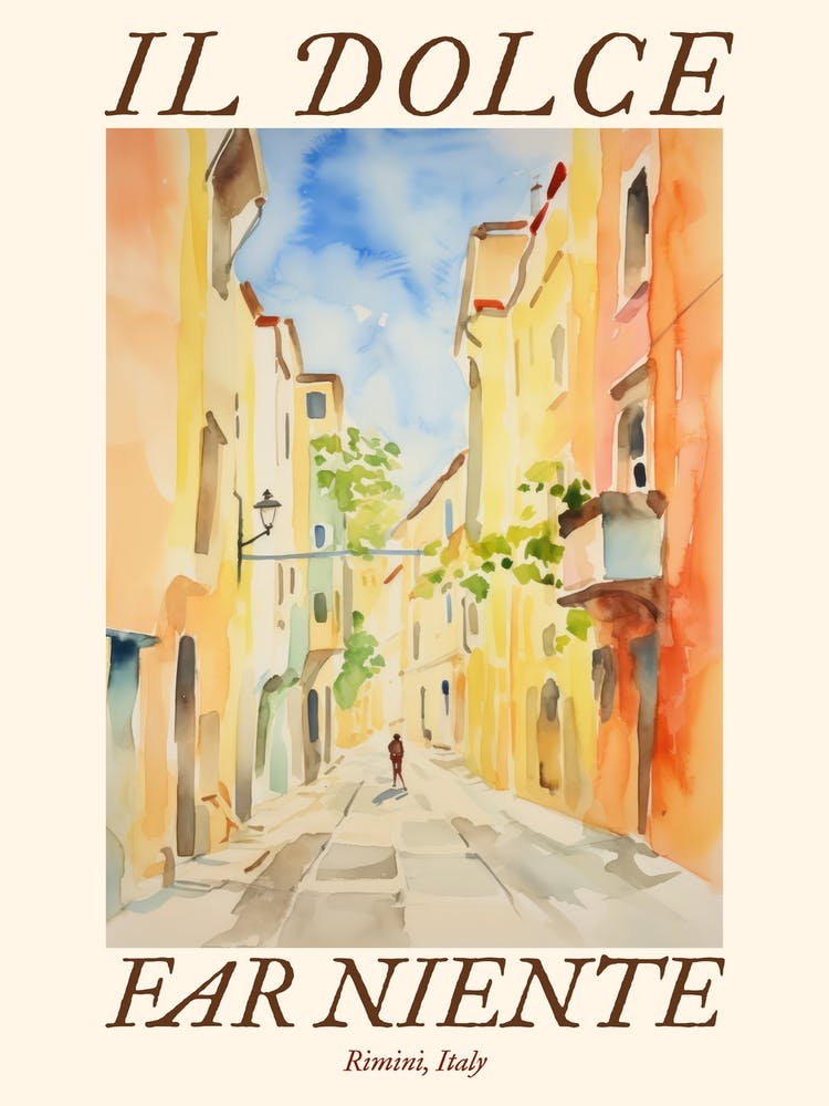 Il Dolce Far Niente Rimini, Italy Watercolour Streets 3 Poster