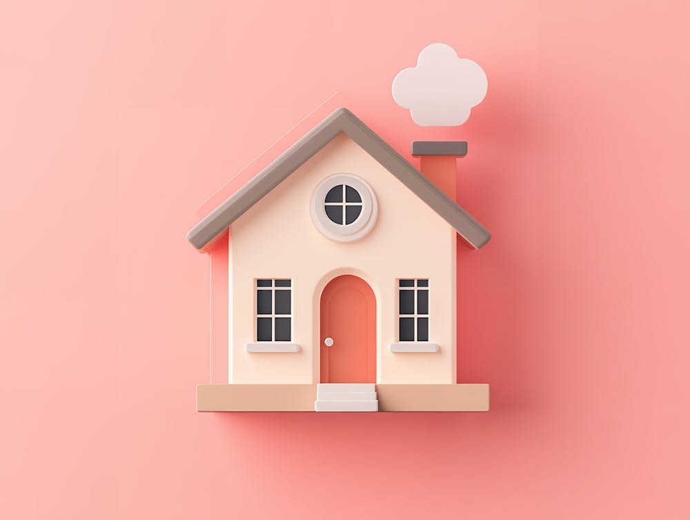 House On A Pink Background