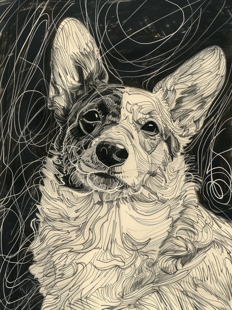 Cardigan Welsh Corgi Line Sketch 2