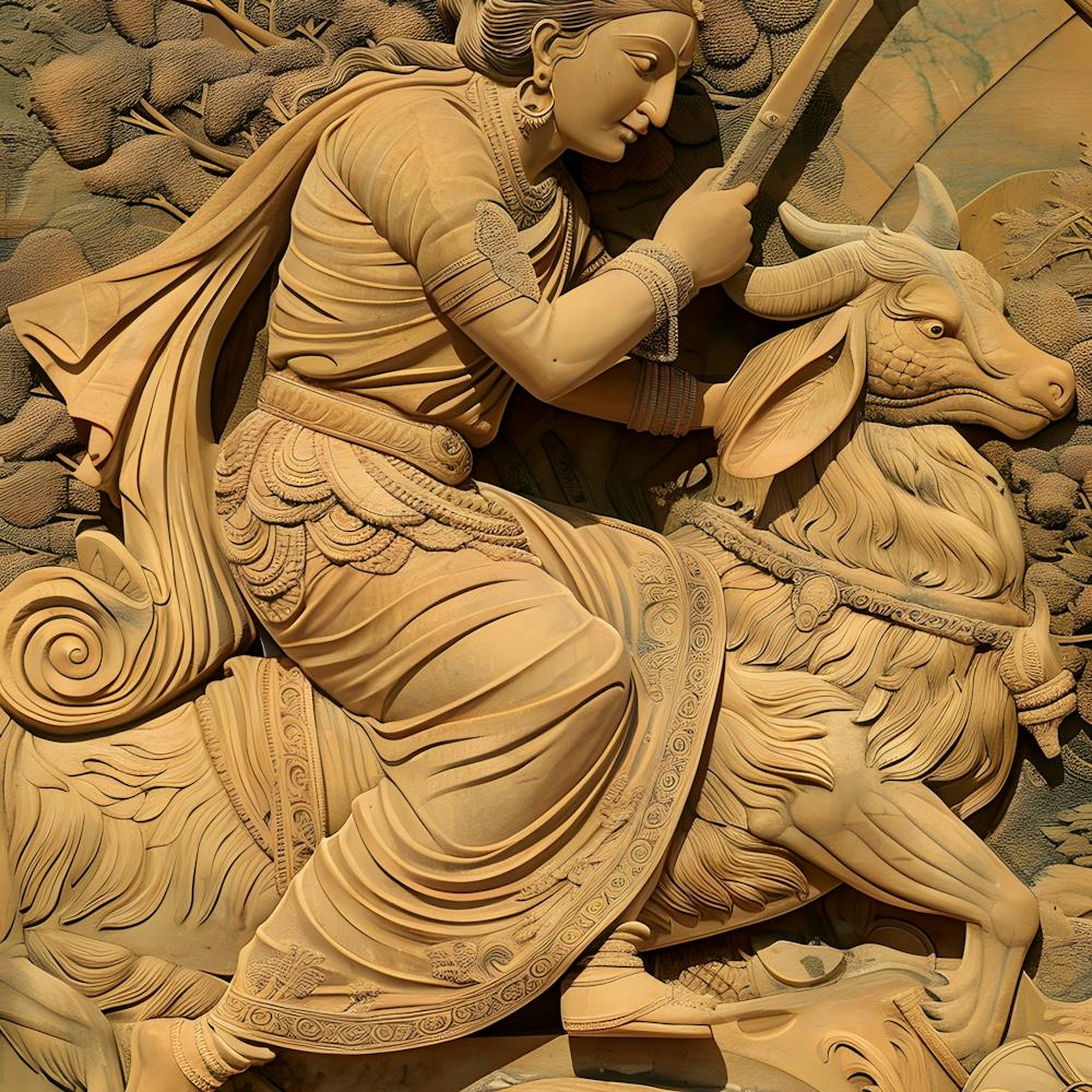Woman Riding A Bull