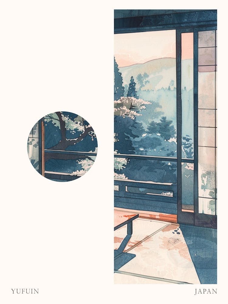 Yufuin Japon 1 Affiche de voyage découpée