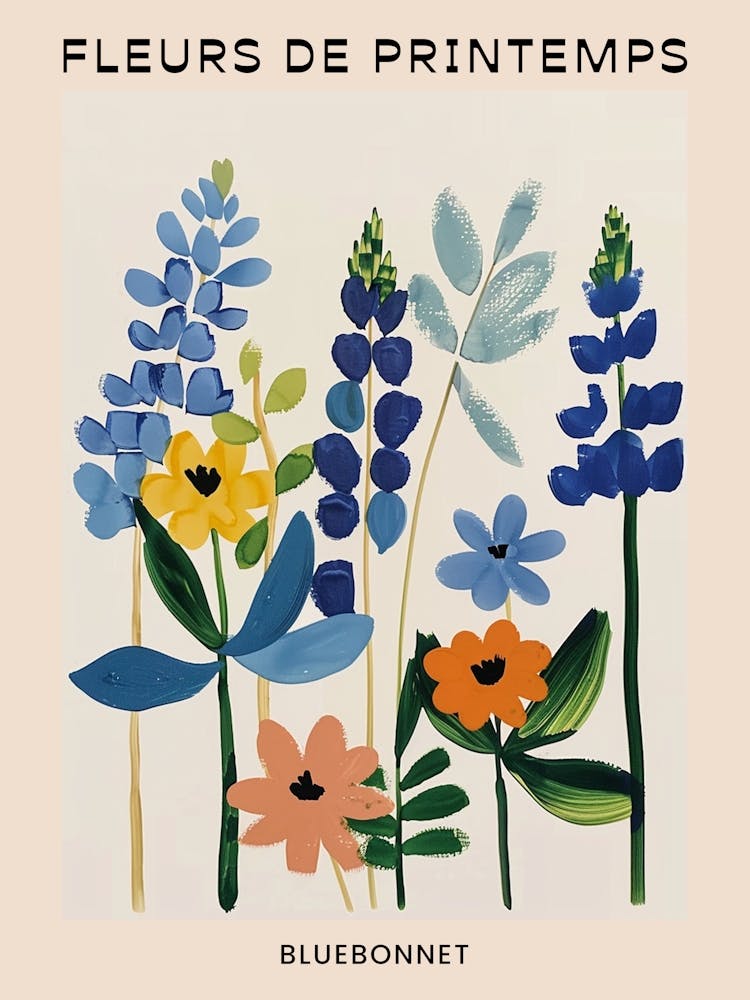 Spring Floral French Poster  Bluebonnet 2