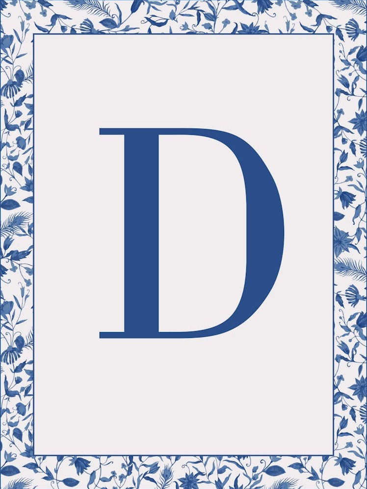 Letter D Monogram Initial Blue