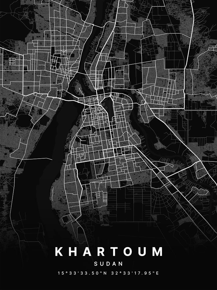 Khartoum Sudan Black Map