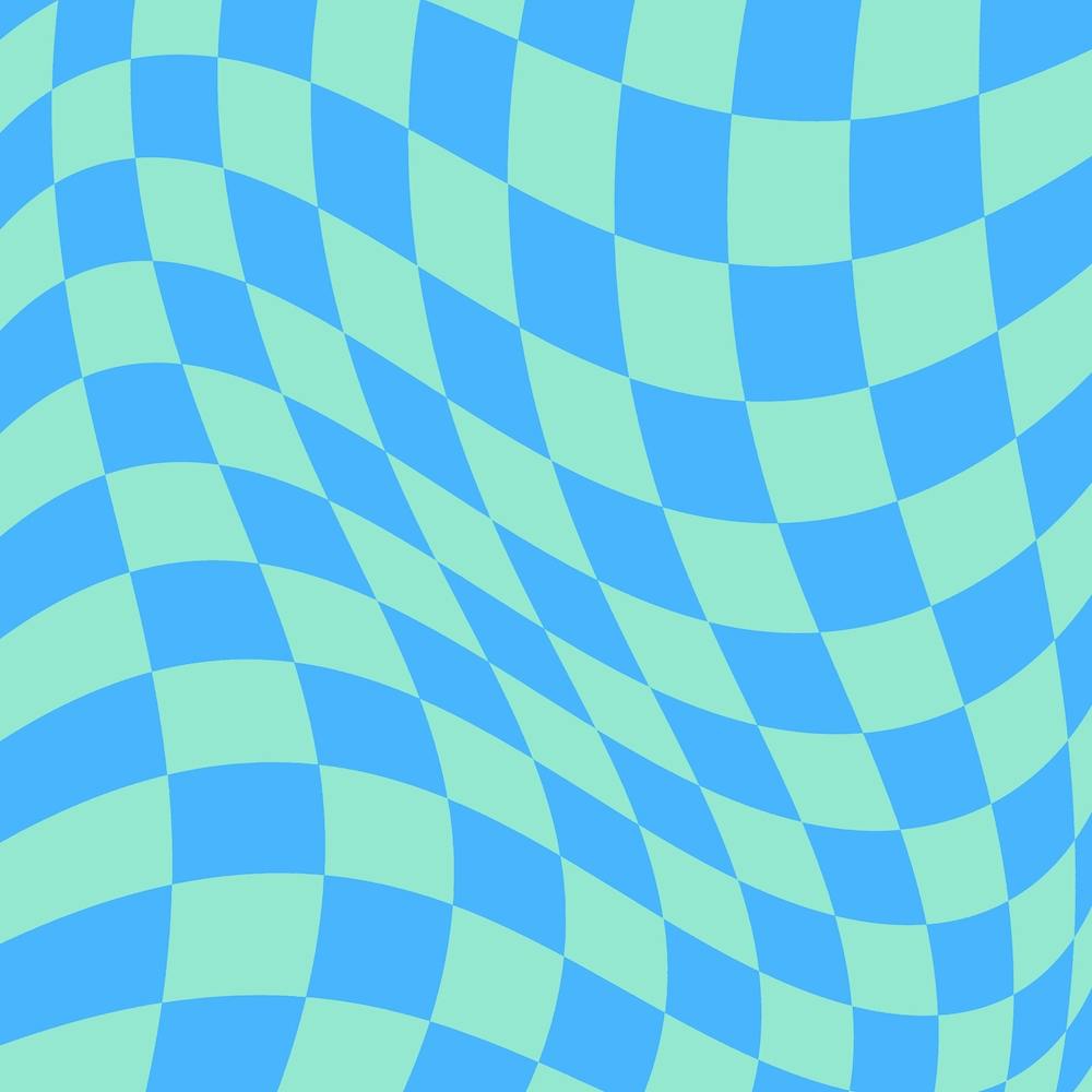 Warped Checker Blue Bright Square