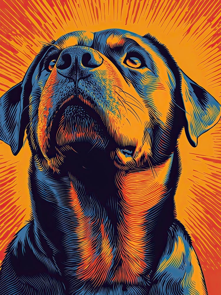 Pop Art Rottweiler Vivid Orange And Electric Blue 8