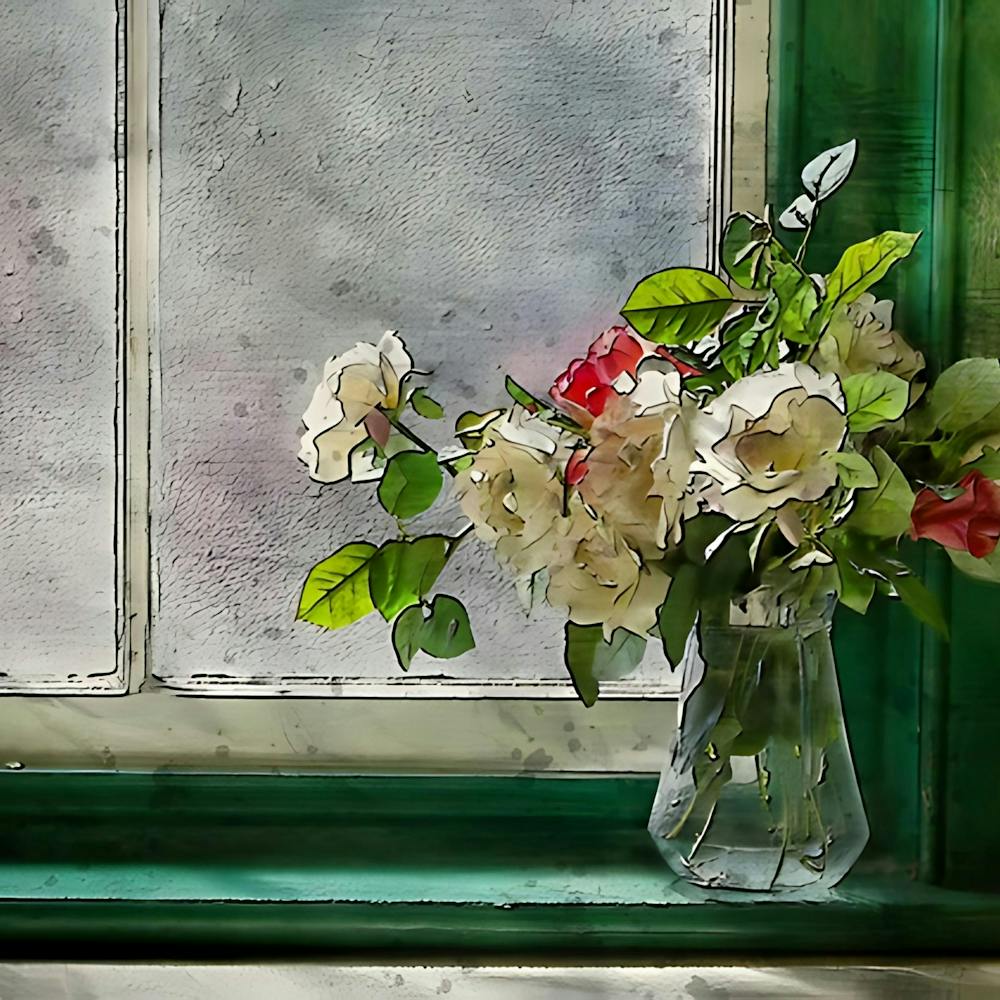 Flowers On A Window Sill