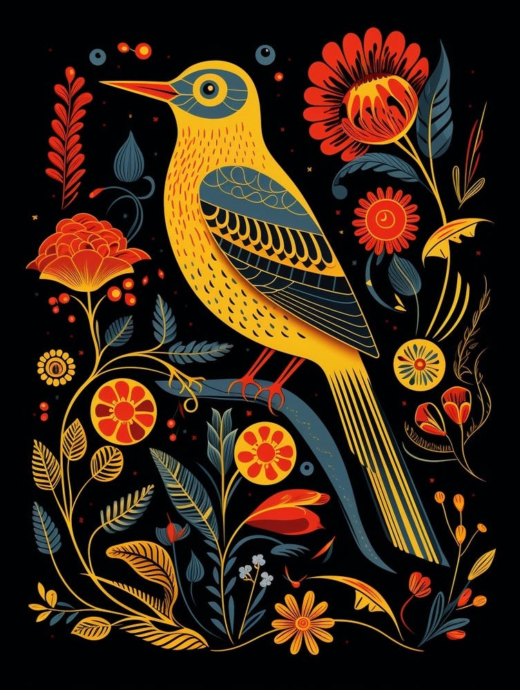 Folk-Vogel-Illustration Goldammer 2