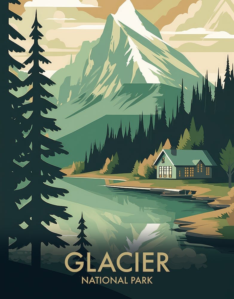 Glacier National Park Vintage Travel Poster 12