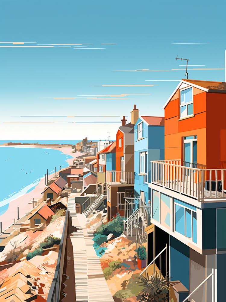 Southend On Sea Beach Essex Mediterraner Stil Illustration 2