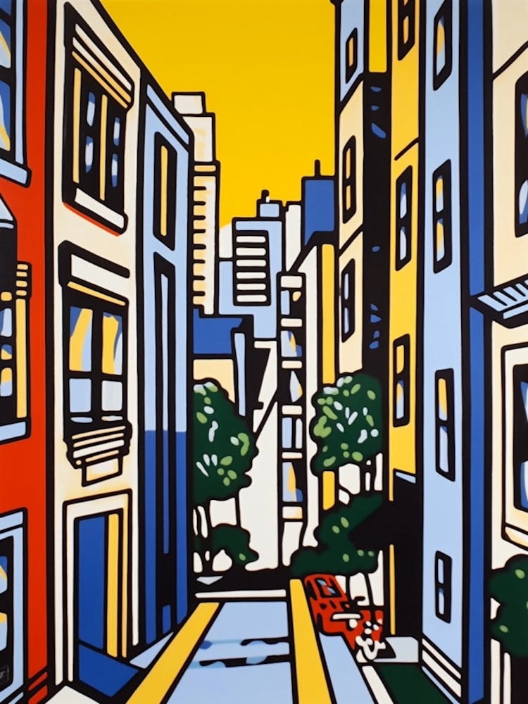 Painting Of San Francisco  In The Style Of Pop Art, Roy Lichtenstein 2