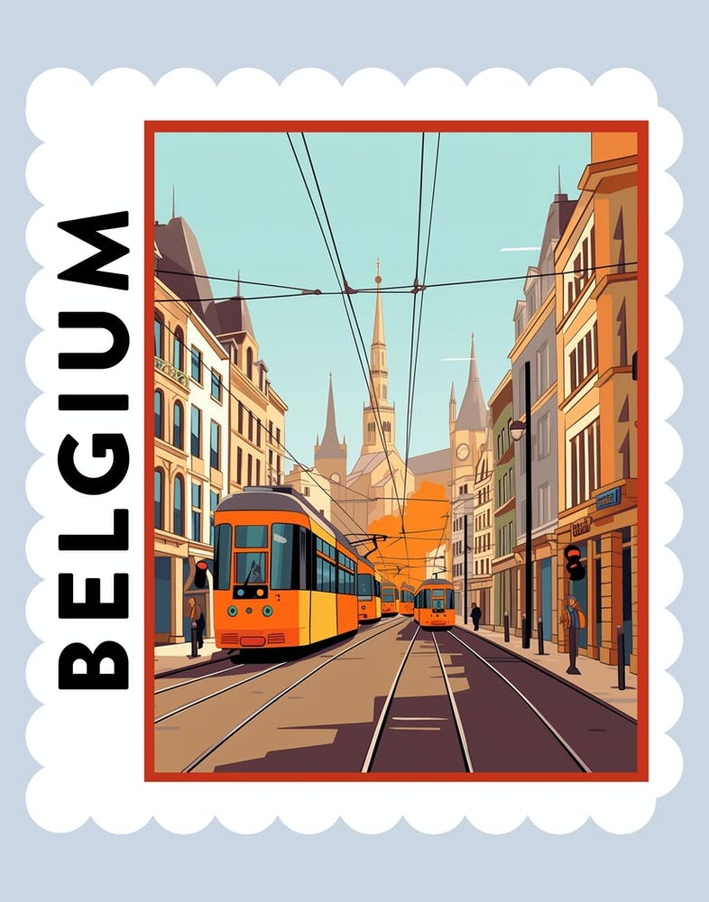 Belgium 2 Travel Stamp Poster