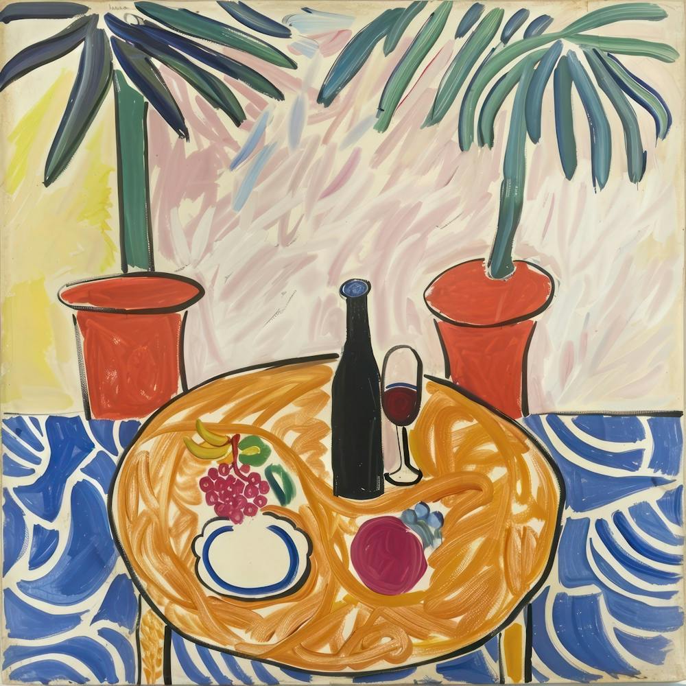 Wein mit Freunden im Matisse-Stil 3