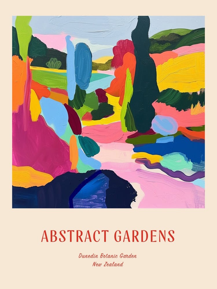 Colourful Gardens Dunedin Botanic Garden New Zealand 3 Red Poster