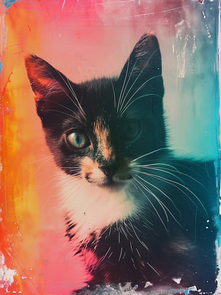 Portrait de chat d'inspiration Polaroid 2