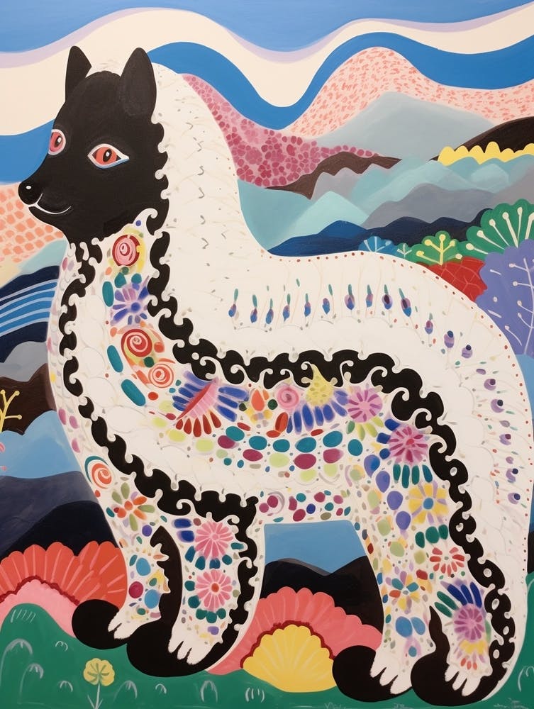 Maximalist Animal Painting Arctic Fox