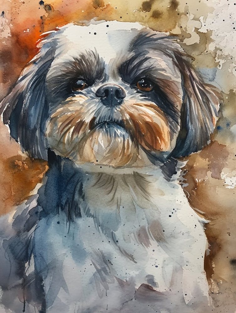 Shih Tzu Aquarellbild 1