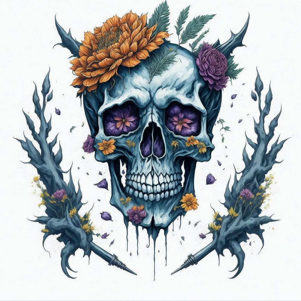 Skull With Flowers