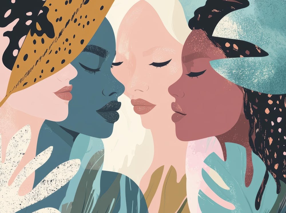 Three Women With Leaves