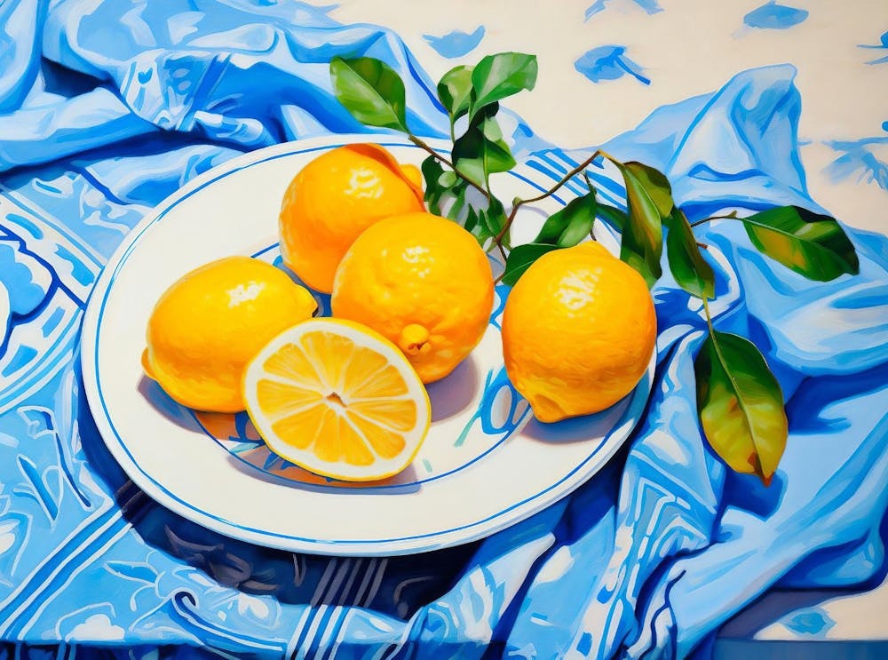 Lemon Still Life Oil Painting, Modern Wall Art Gift, Vintage Printable Art, Vintage Kitchen Print, Printing Wall Art, Living Room Decor