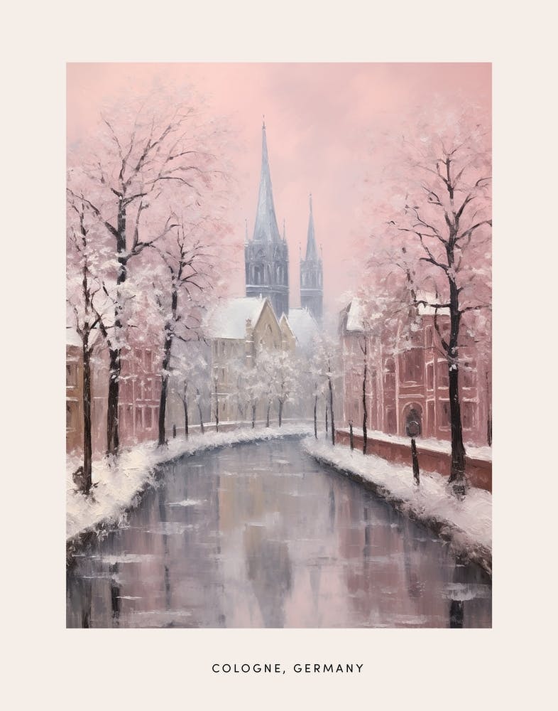 Dreamy Winter Painting Poster Cologne Germany 2