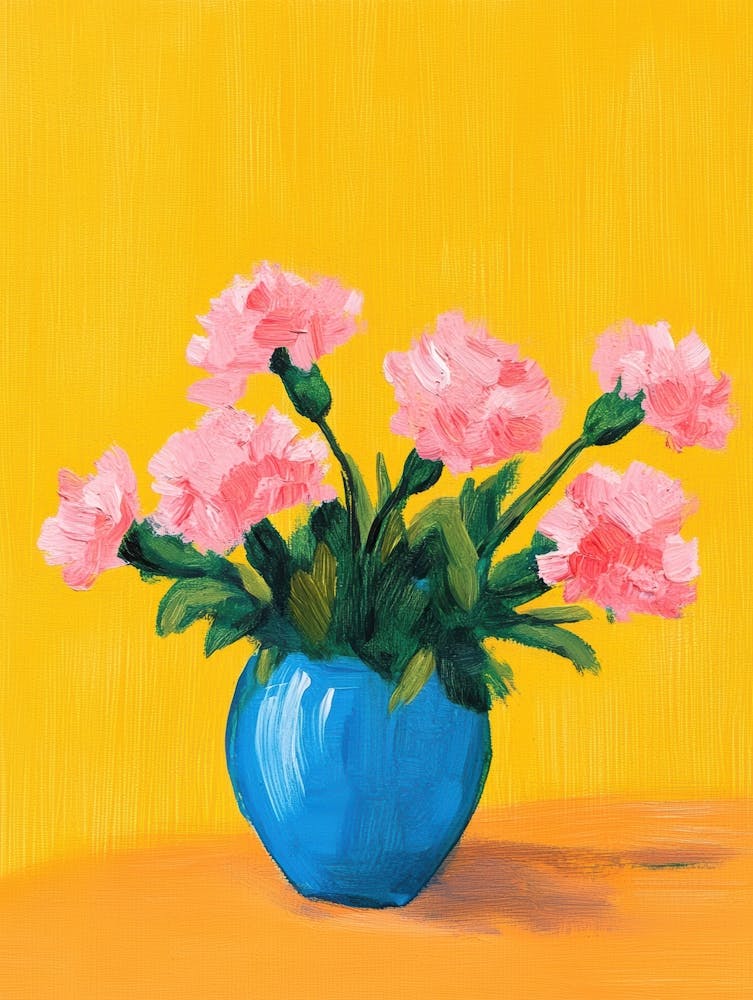 Carnations In A Blue Vase