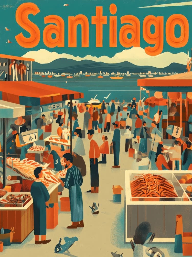 Aihrgdesign A 1970s Inspired Travel Poster For Santiago 3