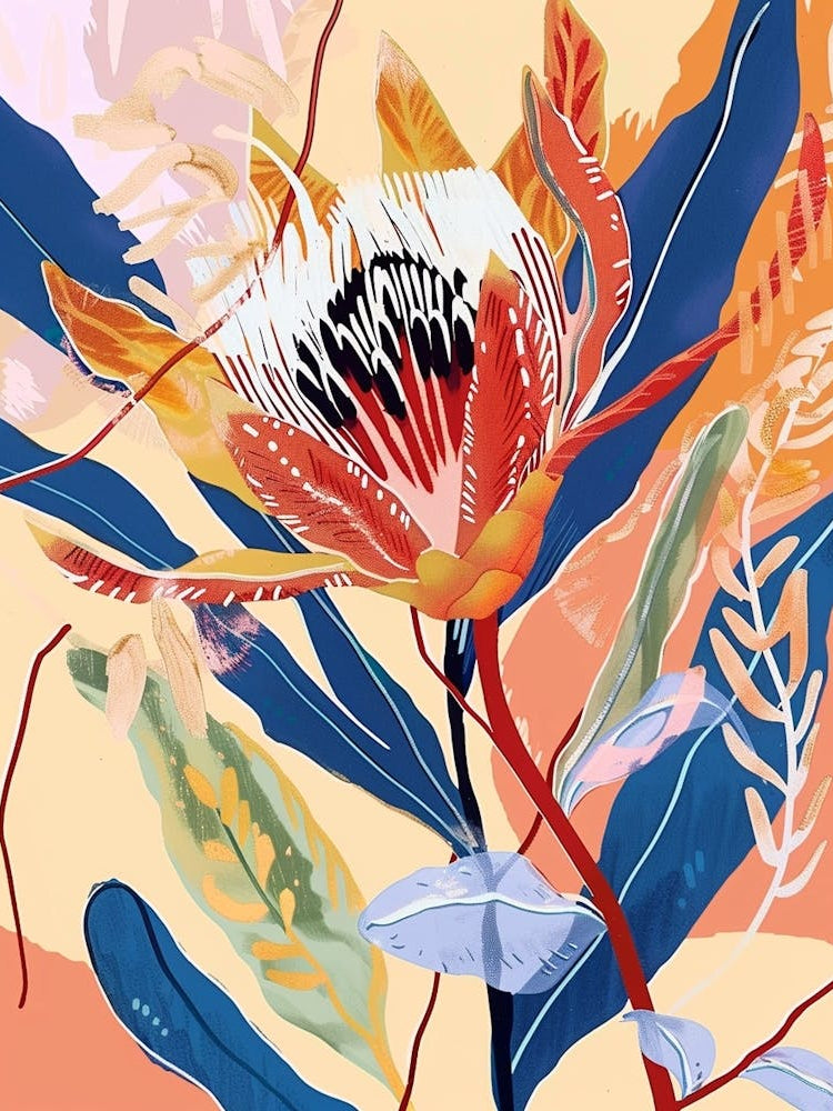 Colourful Flower Illustration Protea 1