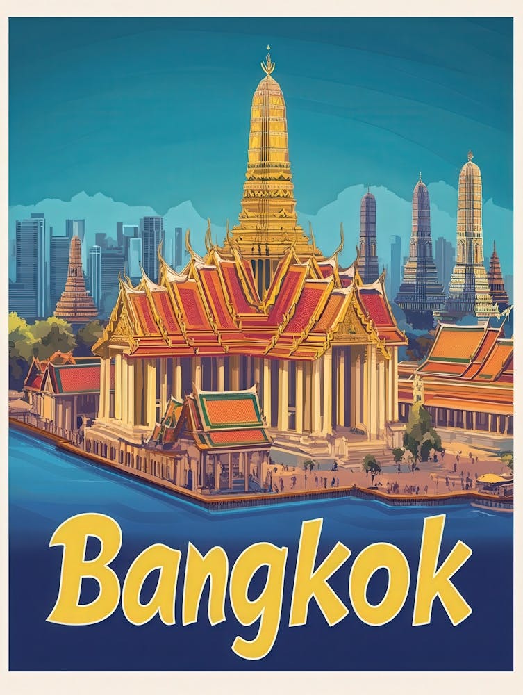 Aihrgdesign A Retro Travel Poster For Bangkok 2