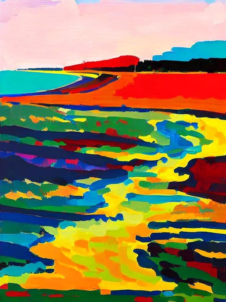 Beadnell Bay Beach, Northumberland Hockney Style