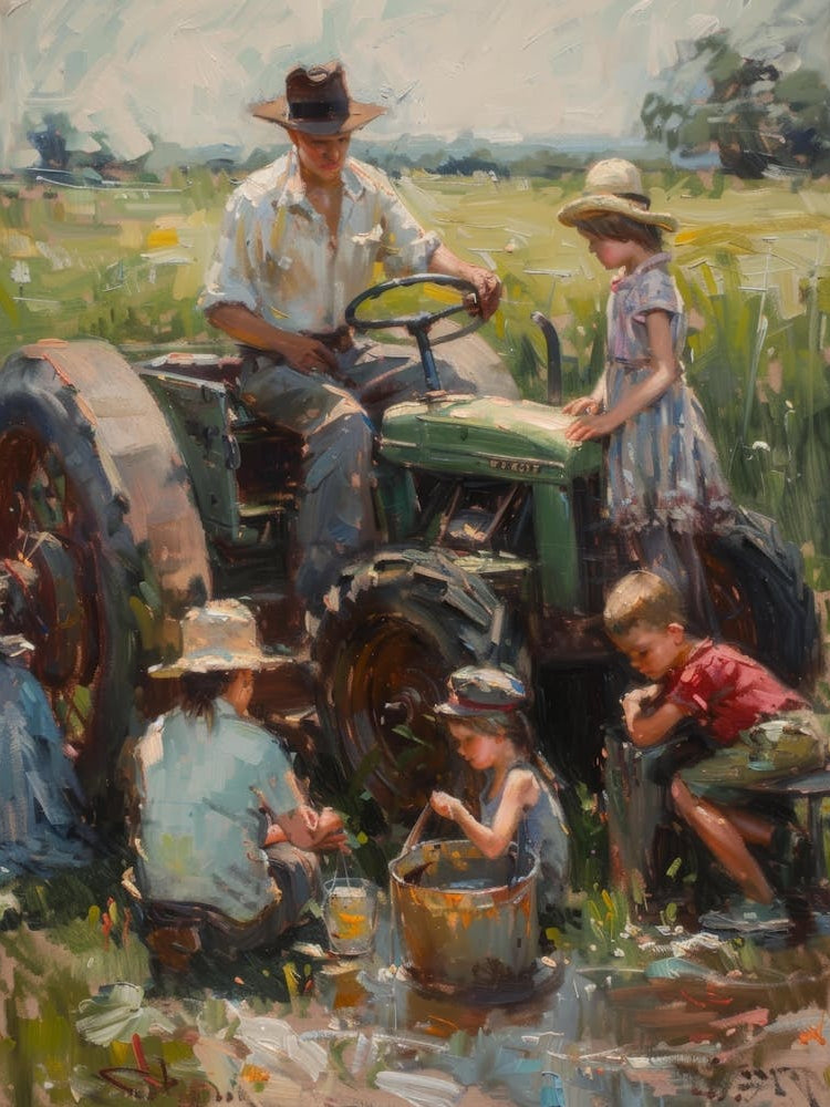 Children On A Tractor