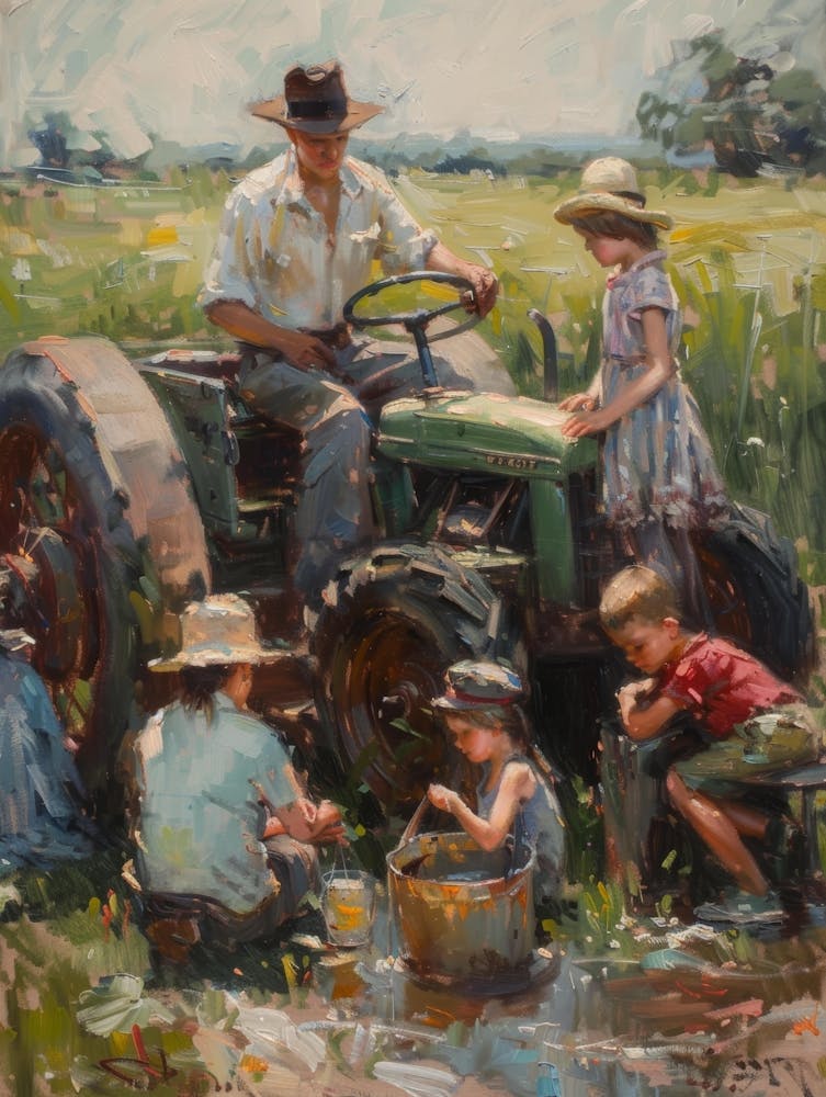 Children On A Tractor