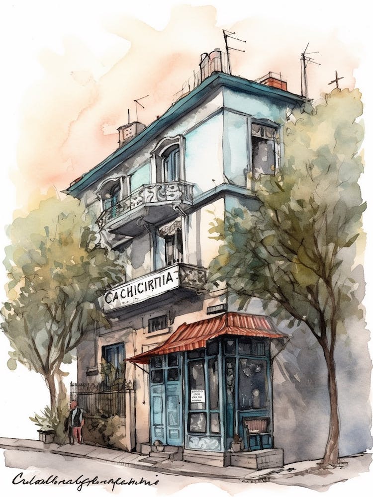 Chacarita Buenos Aires Neighborhood, Watercolour 2