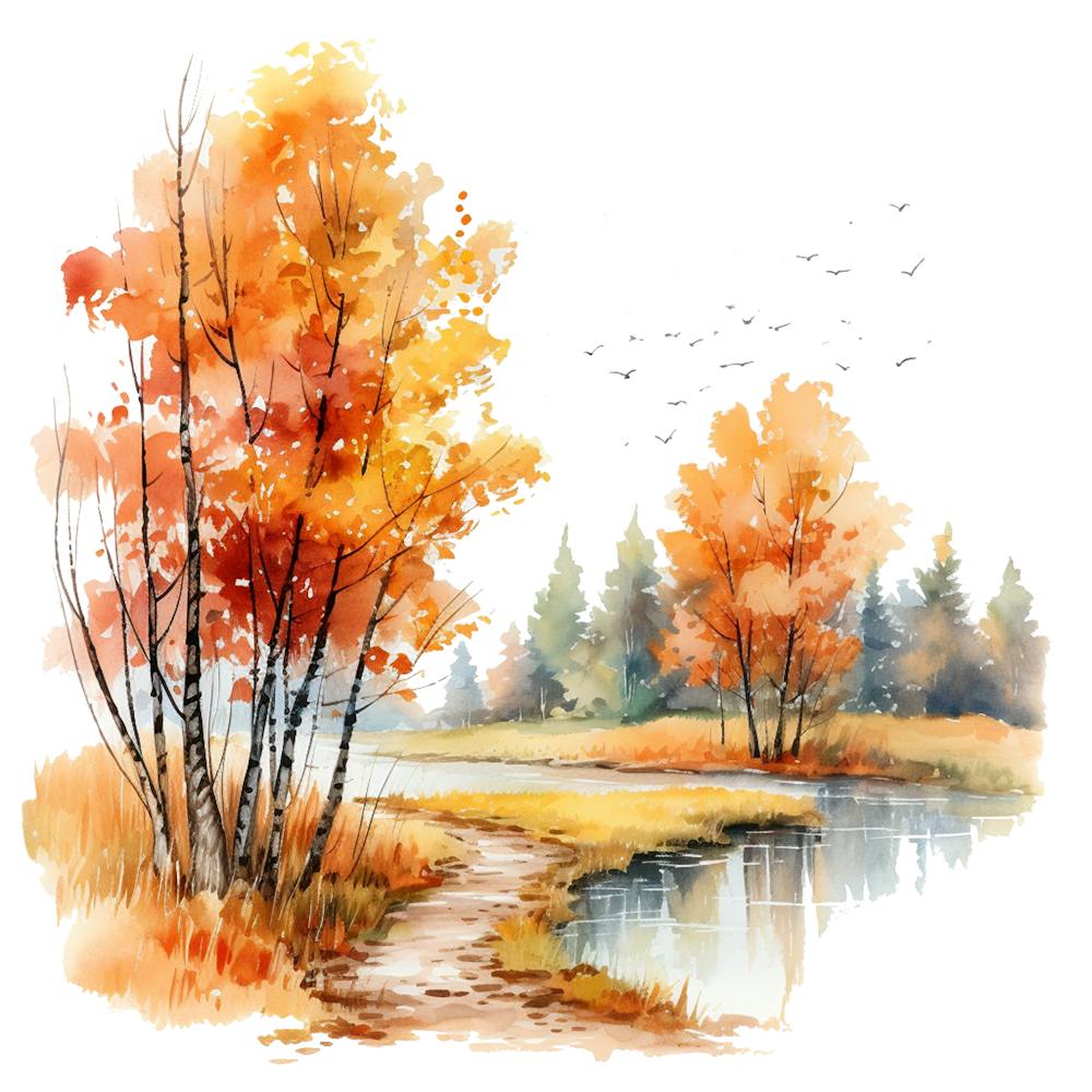 Watercolor Autumn Trees 2