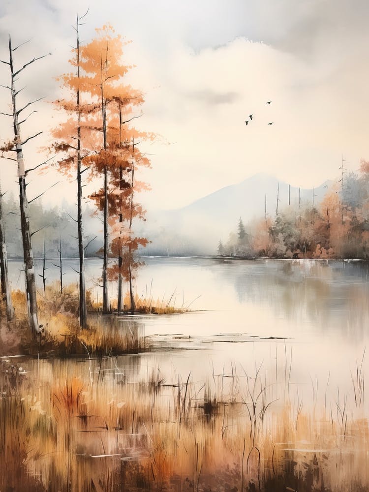Lake In The Woods In Autumn, Painting 58