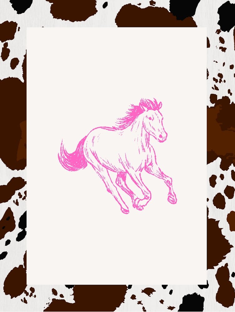 Hot Pink Horse Line Drawing 3