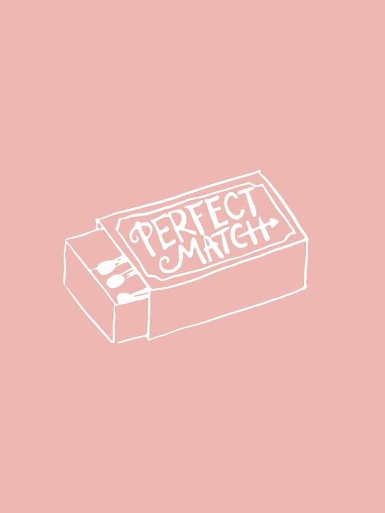Perfect Match Matchbox Illustration Kitchen Love Pink