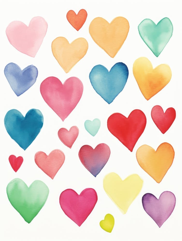 Watercolor Hearts 7