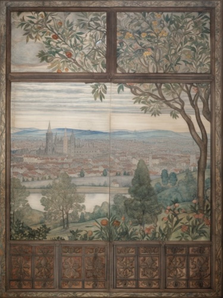 A Window View Of Vienna In The Style Of Art Nouveau 2