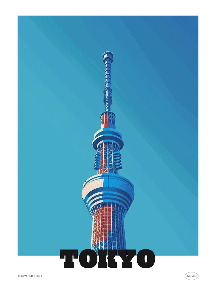 Tokyo Skytree 2 Colourful Illustration Poster