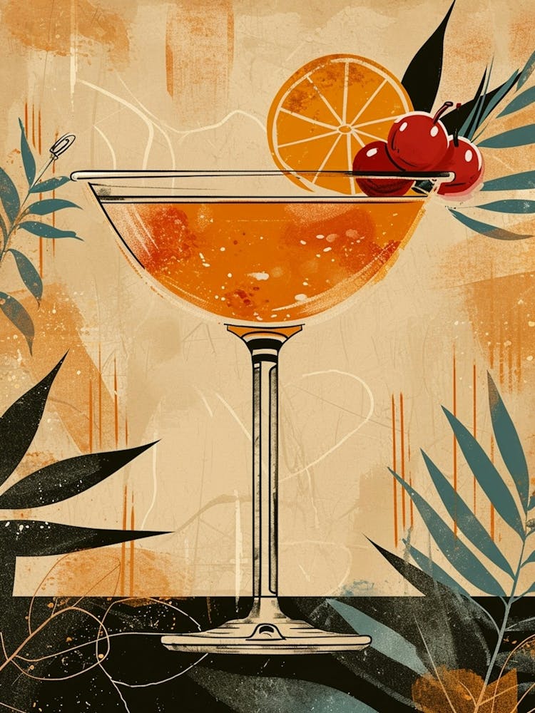 Art Deco Cocktail In Martini Glass 2