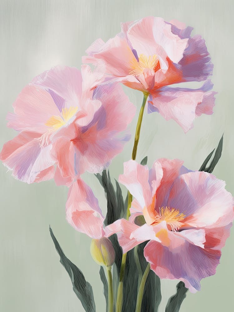 Irisblumen Acrylbild in Pastellfarben 2
