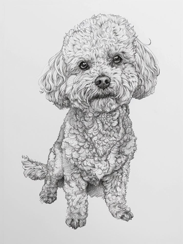 Bichon Frise Dog Line Drawing Sketch 4
