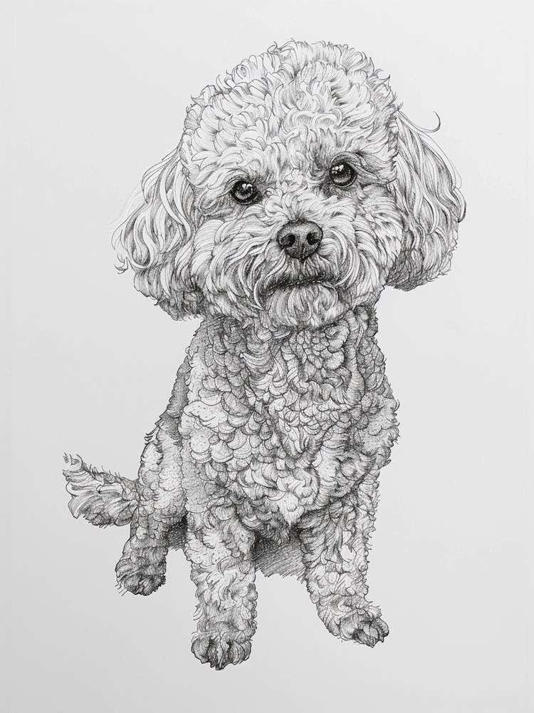 Bichon Frise Dog Line Drawing Sketch 4