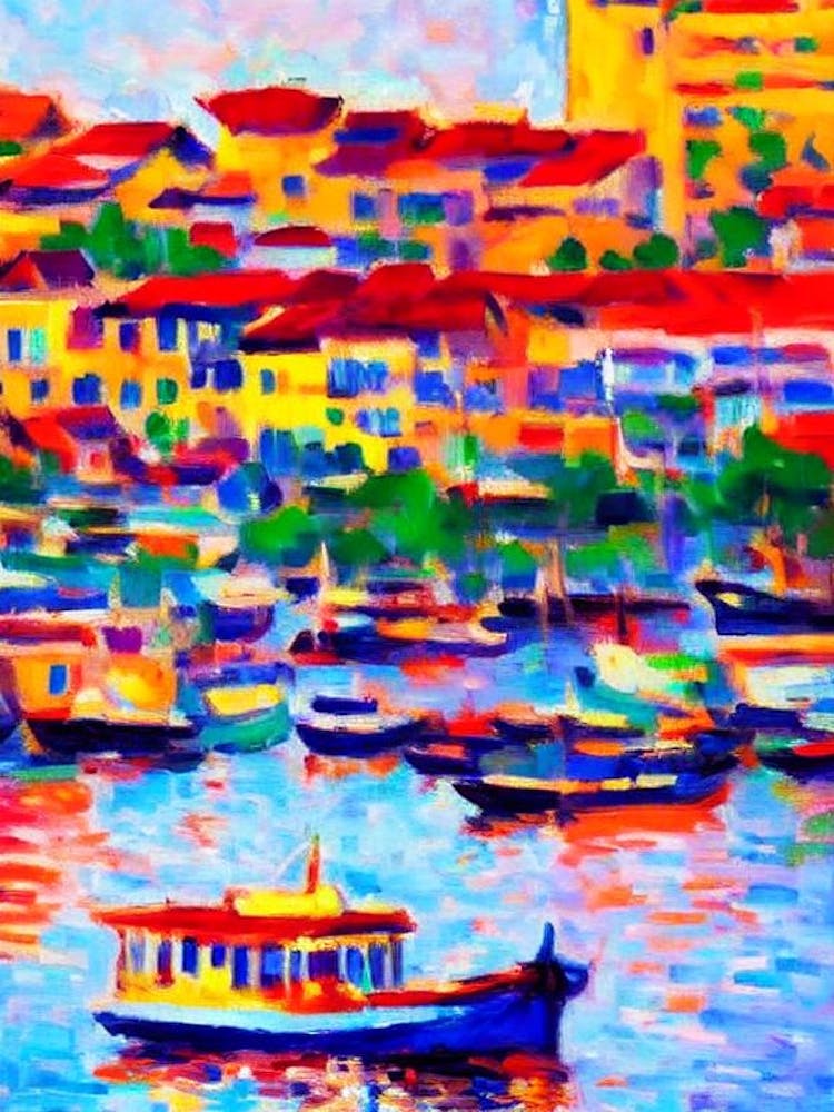 Port Of Ho Chi Minh City Vietnam Brushwork Painting harbour