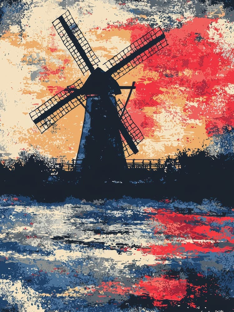 Windmill At Sunset 1