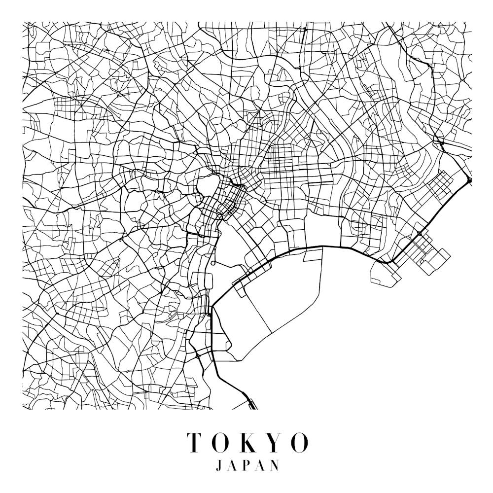 Tokyo Japan Street Map Minimal Square