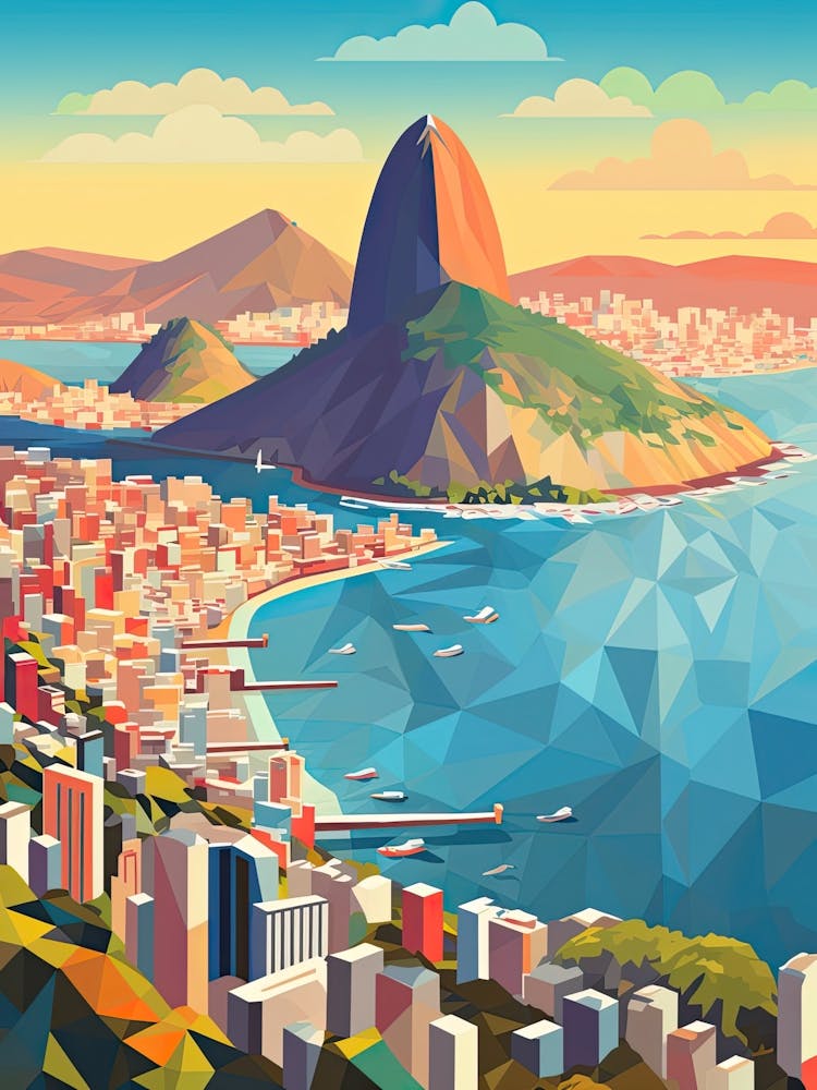 Rio De Janeiro, Brazil, Geometric Illustration 4