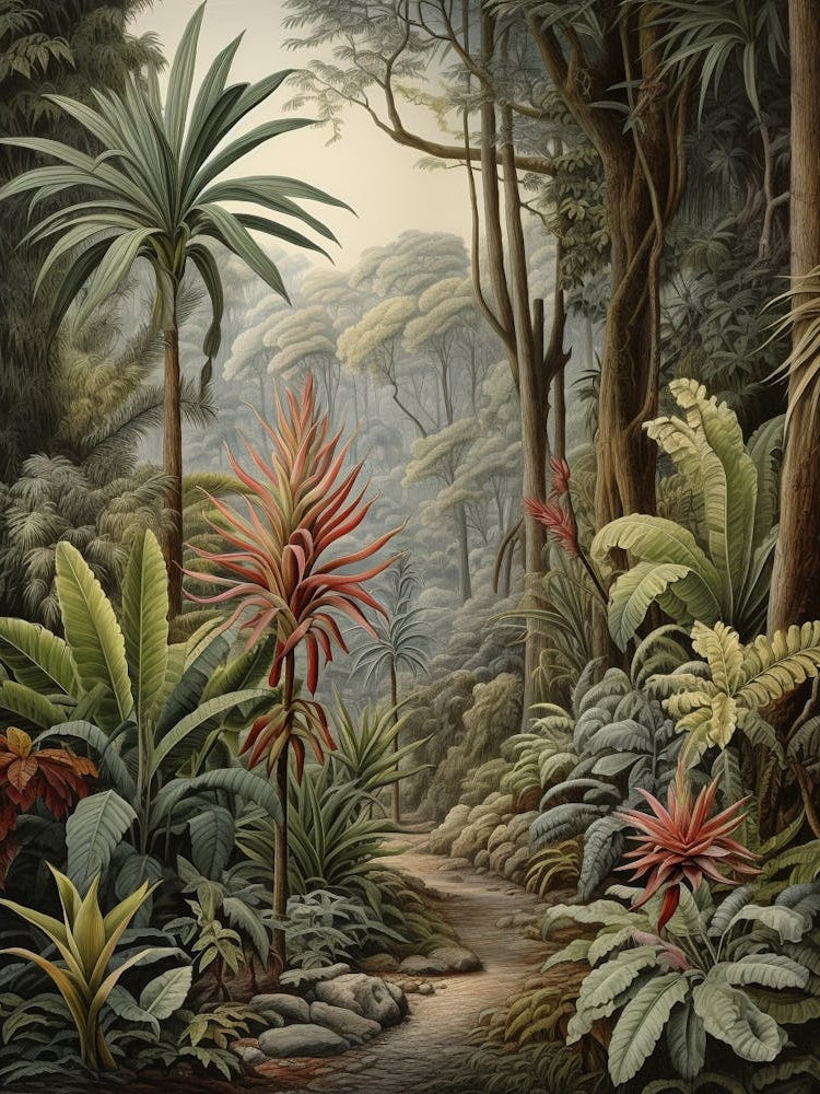 Vintage Jungle Botanical Illustration Bromeliads 3